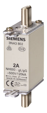 SIEMENS NH-Sicherungseinsatz 63A NH000 3NA3822 500VAC gG Stirnk