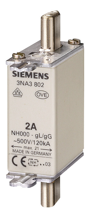 SIEMENS NH-Sicherungseinsatz 40A NH000 3NA3817 500VAC gG Stirnk
