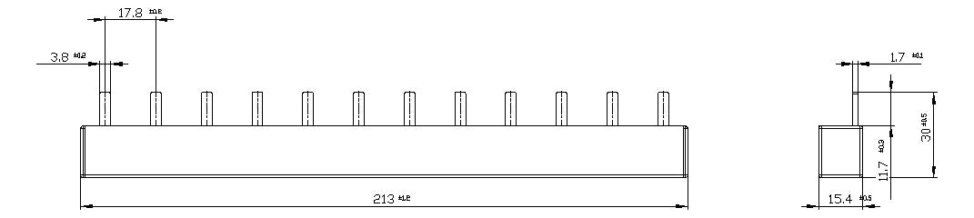 SIEMENS Sammelschiene 80A lamelliert 5ST3708 214x15x18mm flex