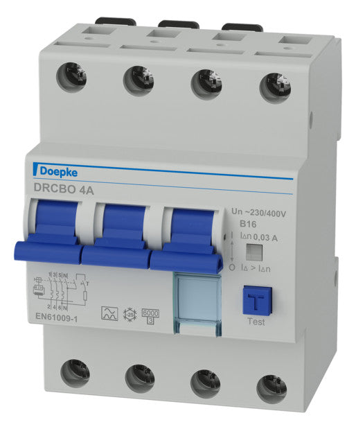 DOEPKE FI/LS-Schutzschalter B16 4p 0,03A DRCBO 4 B16/0,03/3N-A A 6kA 4TE 3p 400V