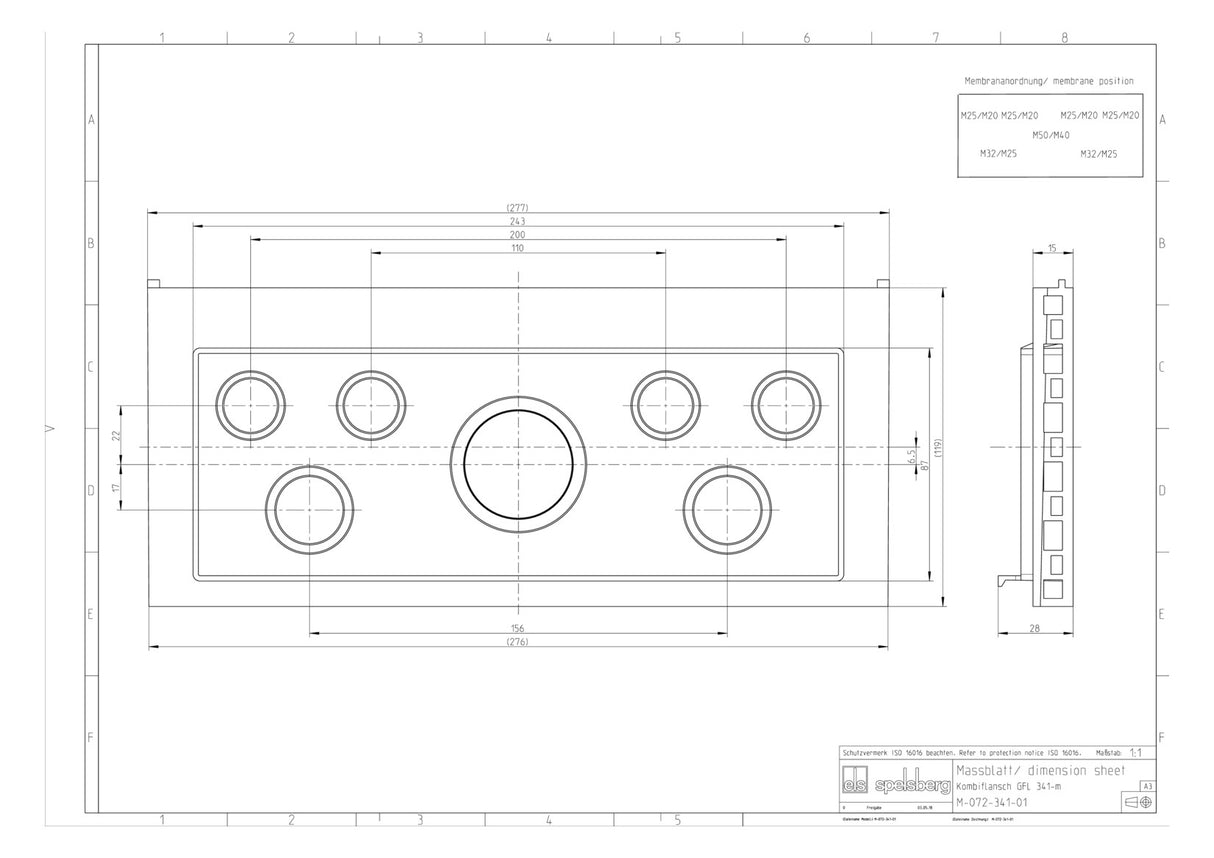 SPELSBERG Einführungsflansch Kst unbeh GFL 341-m 320x119mm Kabelverschr
