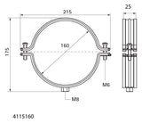 WALRAVEN Lüftungsschelle Aero sv 160 mm M8 fixierte Schallschutzeinlage TPE
