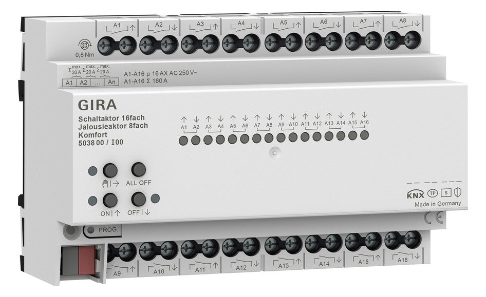 GIRA Kombi I/O Gerät KNX REG 16Ausg LED 503800 Handbedien