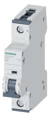 SIEMENS Leitungsschutzschalter UC C 8A 5SY4108-7 1p 400V 1TE 50Hz IP20