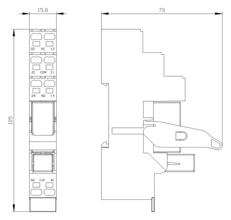 SIEMENS Schaltrelais 2W IP20 Federzug LZS:RT4D4L24 15,5x75,5x60mm