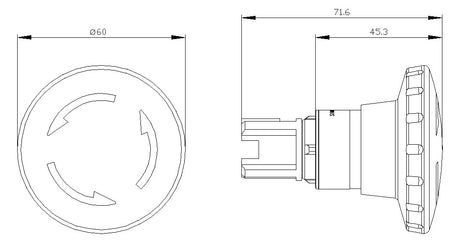 SIEMENS Frontelement für Not-Aus  22mm 3SU1000-1JB20-0AA0 rt rnd IP66 fl rast