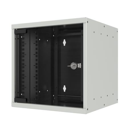 10" 6 HE Wandgehäuse, Tiefe 300 mm,1- teilig, vormontiert, RAL7035 - WGB-1006GR.30
