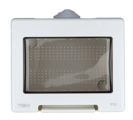 AP-Klappgehäuse, IP55, 3M, transparenter Deckel, 3M, weiß
