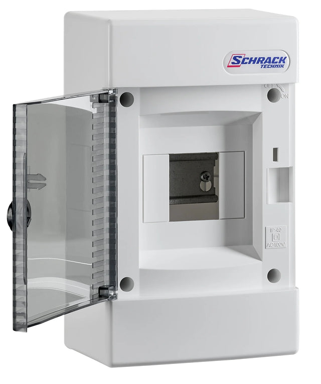 AP-Wohnungsverteiler 1-reihig, 4TE, IP40, transparente Tür