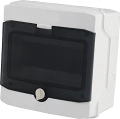 AP-Wohnungsverteiler 1-reihig, 8TE, IP65, transparente Tür