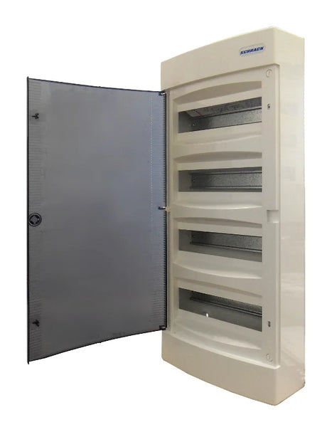 AP-Wohnungsverteiler 4-reihig, 48TE, IP40, transparente Tür