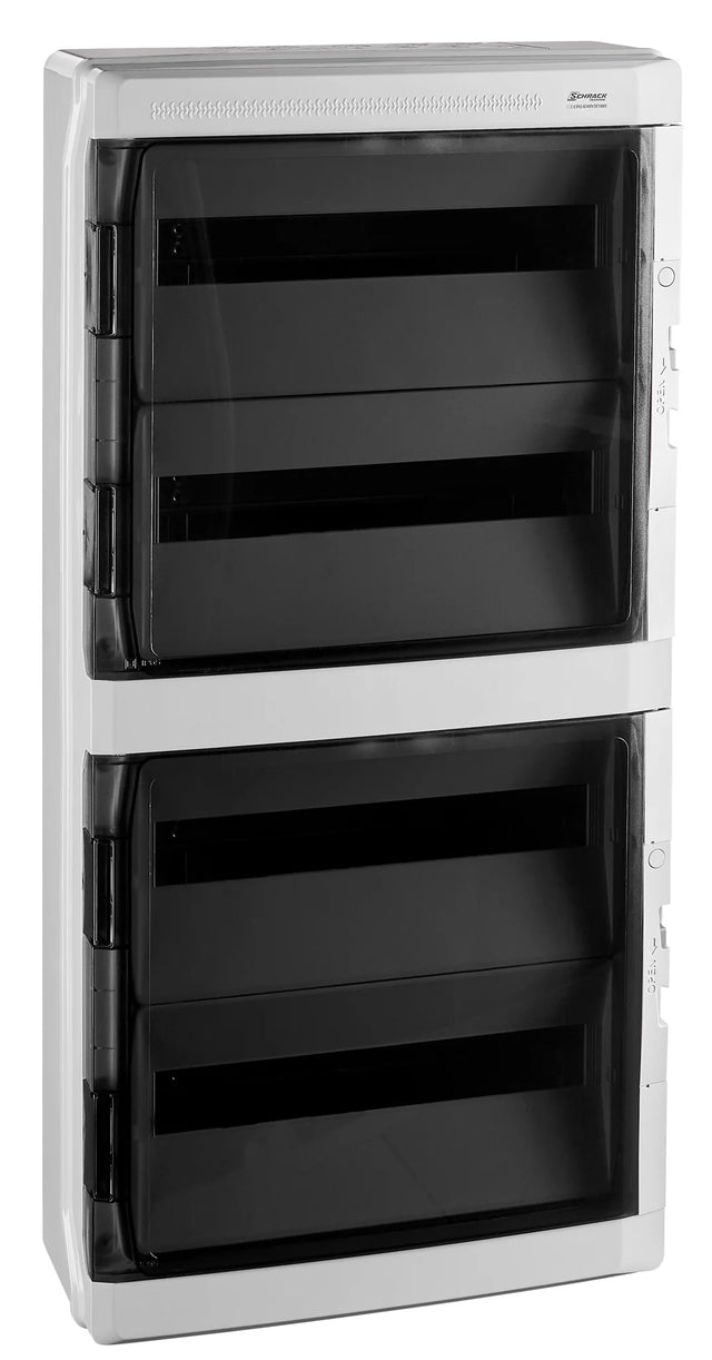 AP-Wohnungsverteiler 4-reihig, 72TE, IP65, transparente Tür