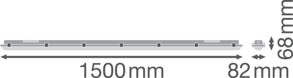 LEDVANCE LED-Feuchtraumleuchte 26W 4000K DP DALI 1500 26W 840 IP65 GY 3500lm gr