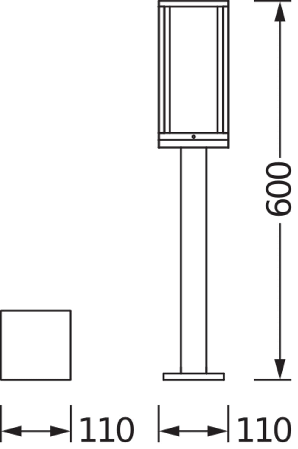 LEDVANCE LED-Pollerleuchte 25W IP44 E27 ENDURA Classic Frame 60cm Post E27 gr