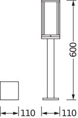 LEDVANCE LED-Pollerleuchte 25W IP44 E27 ENDURA Classic Frame 60cm Post E27 gr