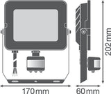 LEDVANCE LED-Anbaustrahler 50W Konv 1LED FL COMP SEN V 50W 840 SYM 100 BK sw ws