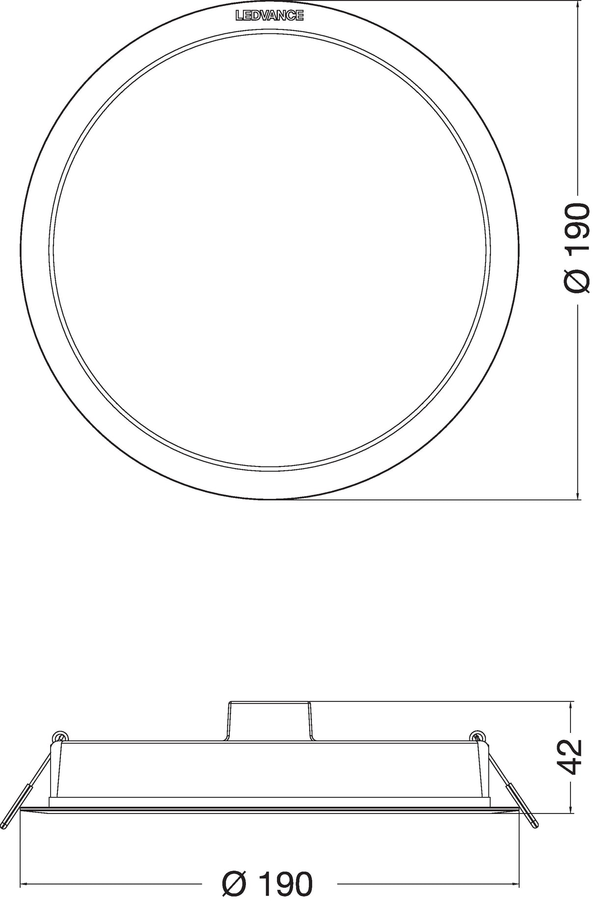 LEDVANCE LED-Einbaustrahler 18W EVG 1LED DL IP44 DN DN 190 18W 865 2070LM BK sw