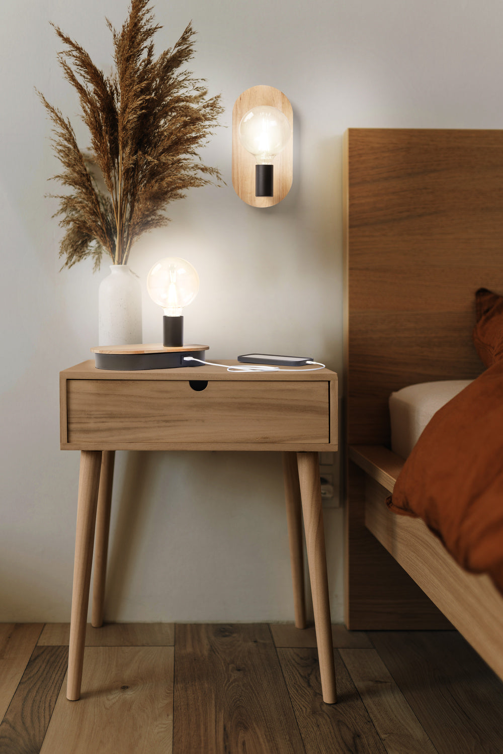 LEDVANCE LED-Wohnraumleuchte 20W br Decor Wood Table Touch E27 m.Schalt