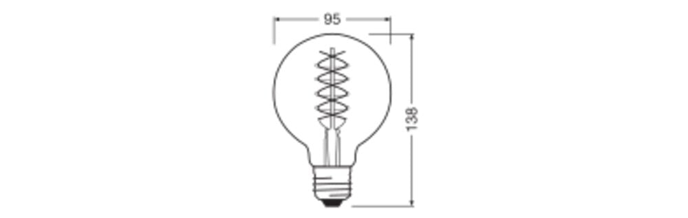 OSRAM LED-Kugellampe FM E27 4,8W 2200K F Vintage 1906 1906 Globe 95 37 Fil DIM 4.