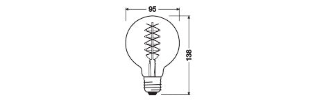 OSRAM LED-Kugellampe FM E27 G95 7W 2200K Vintage 1906 1906 Globe 95 48 Fil DIM 7W