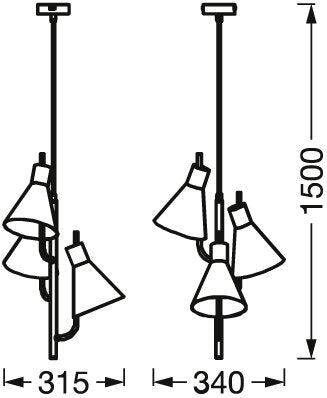 LEDVANCE LED-Pendelleuchte 1LED 3000K sw Decor Tokio Pendant 850lm Konv sym IP20