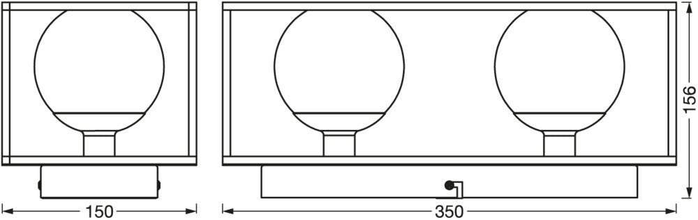 LEDVANCE LED-Anbauleuchte 20W sw Decor Square 350x150mm 2 x G9 IP44