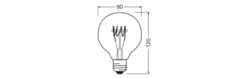 OSRAM LED-Kugellampe FM E27 G80 4,8W ws Vintage 1906 Globe 80 40 Fil DIM 4. 2700