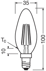 LEDVANCE LED-Kerzenlampe FM E14 B35 4W E LED Classic B 40 Filament V 4W 827 2700K