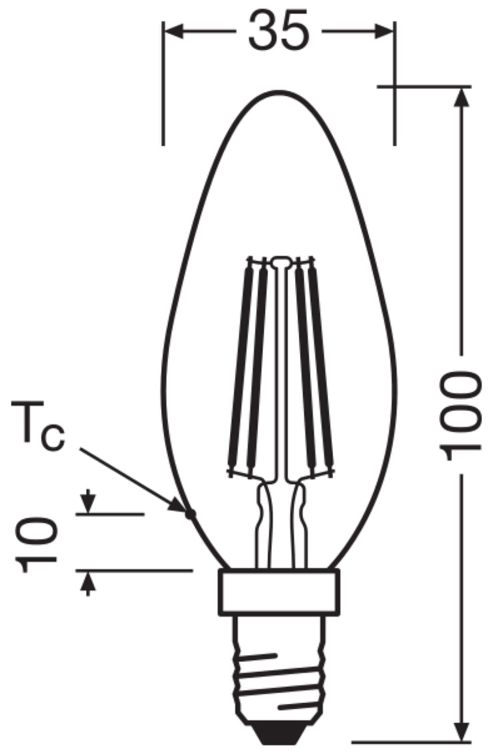 LEDVANCE LED-Kerzenlampe FM E14 B40 2,9W LED Classic B 40 Fil DIM EE C S 2.9 2700