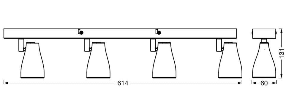 LEDVANCE LED-Anbauleuchte 17,2W 2700K gr LED Spot Pear 4 x 4.3W 2700K GU10 840lm