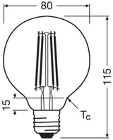 OSRAM LED-Kugellampe FM E27 G80 7,2W go Vintage 1906 Globe 80 60 Fil DIM 7. 2400