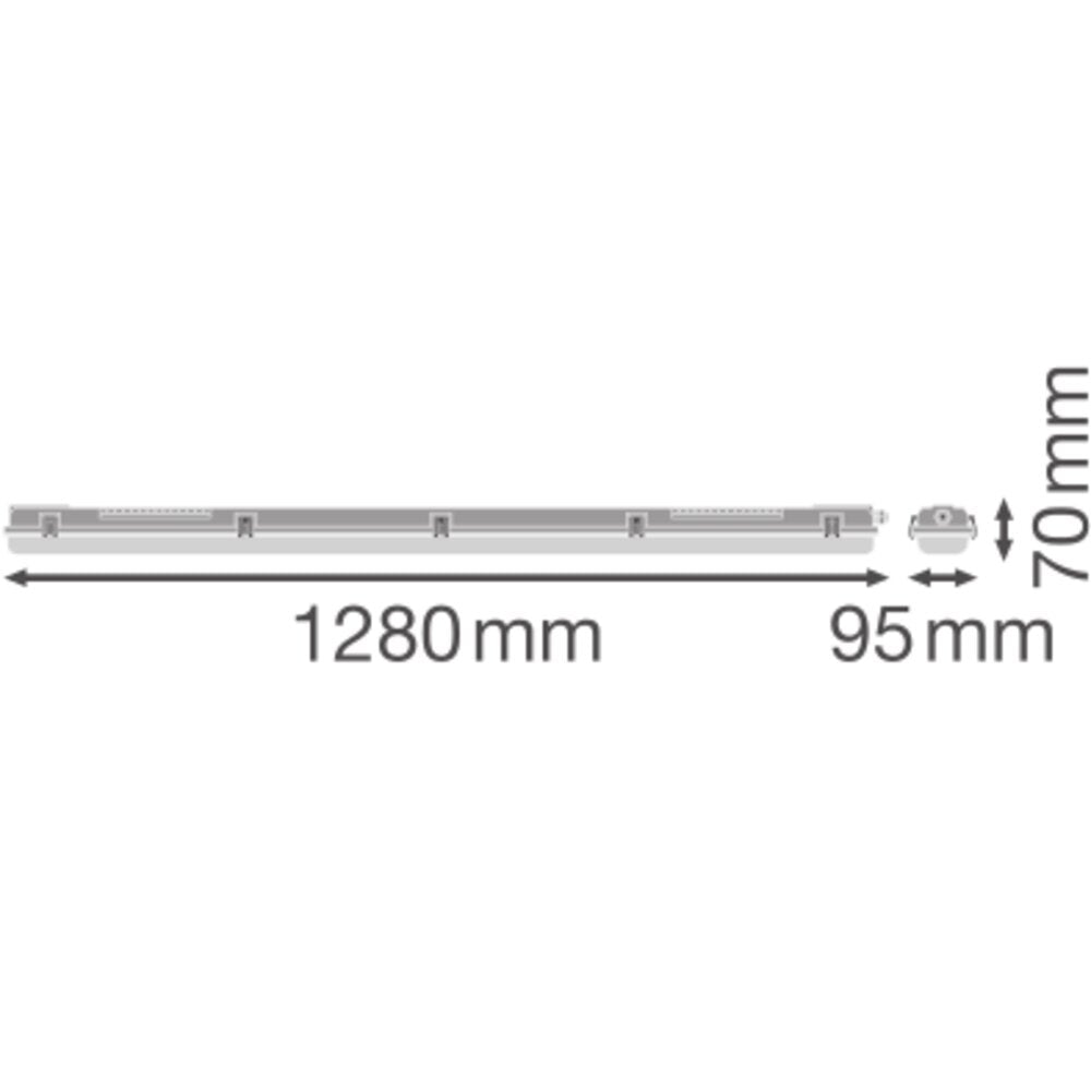 LEDVANCE Anbaugehäuse gr Kst G13 L1280mm DP HOUSING DALI 1200 P 2XLAMP IP65 B95mm