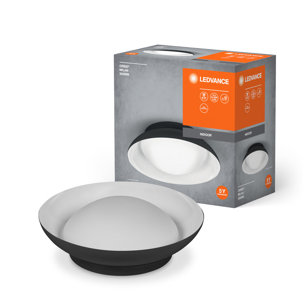 LEDVANCE LED-Anbauleuchte 10W sw Orbis Milan 305 mm 2XE27 BK