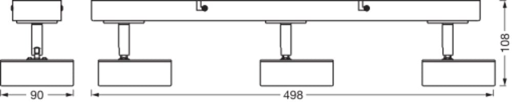 LEDVANCE LED-Deckenanbauleuchte 14,4W sw Decor Spot Pluto Black 3 Spot 3000K