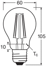 LEDVANCE LED-Lampe FM E27 A60 7,5W 2700K LED Classic A 75 Filament V 7.5W 82 ws