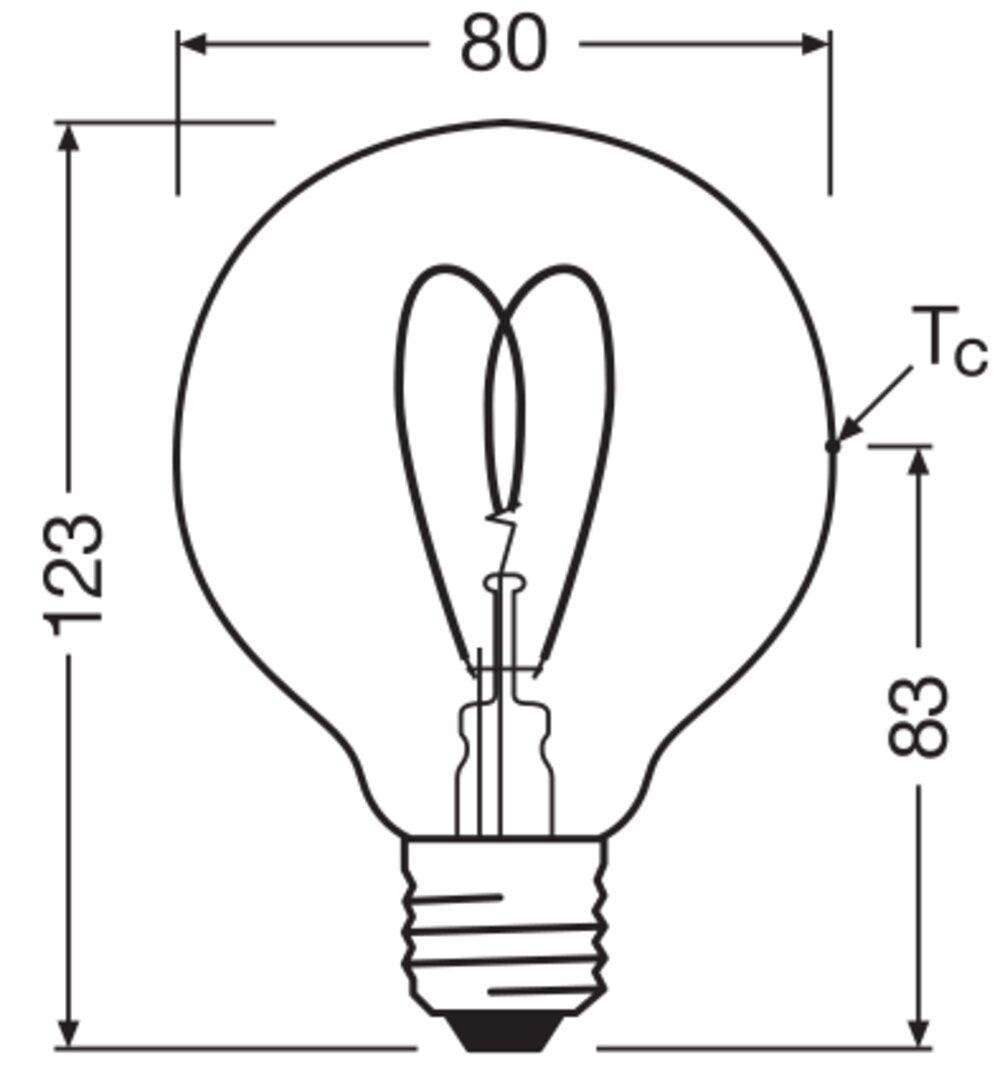 OSRAM LED-Kugellampe FM E27 G80 8W 2200K 1906 Globe 80 60 Heart Fil DIM 8W 9 go