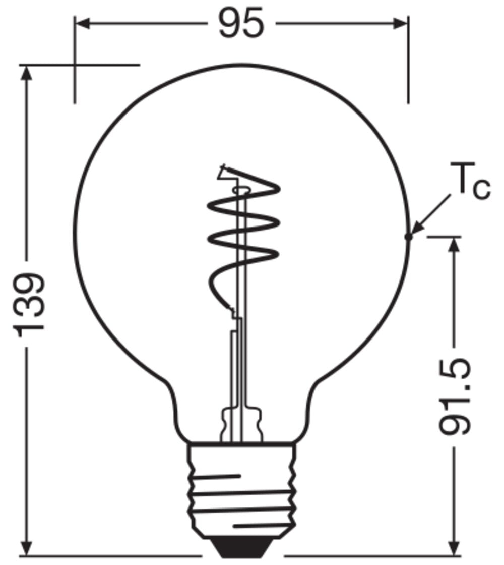 OSRAM LED-Kugellampe FM E27 G95 3,4W go 1906 Globe 95 40 Spiral Fil 3.4W 82 2700