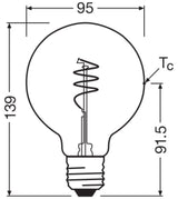 OSRAM LED-Kugellampe FM E27 G95 3,4W go 1906 Globe 95 40 Spiral Fil 3.4W 82 2700