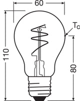 OSRAM LED-Lampe FM E27 A40 4,6W 2200K ws 1906 Classic A 40 Spiral Fil DIM 4. 470l