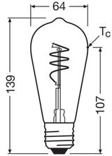 OSRAM LED-Lampe FM E27 A40 3,4W 2700K ws 1906 Edison 40 Spiral Fil 3.4W 827 470lm