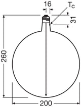 OSRAM LED-Kugellampe FM E27 4,8W 1800K G 1906 Big Globe 200 20 Mag DIM 4.8W go