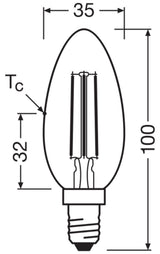 LEDVANCE LED-Kerzenlampe FM E14 B40 2,2W LED Classic B 40 Fil EE A S 2.2W 82 2700