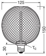 OSRAM LED-Kugellampe FM E27 G125 3,5W go DECOR LED STRAW FIL GLOBE 125 16 GO 1800