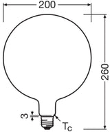 OSRAM LED-Kugellampe FM E27 7,3W 2700K E 1906 Big Globe 200 60 DIM 7.3W 827 ws