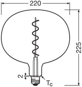 OSRAM LED-Kugellampe FM E27 4,5W 1800K G 1906 Big Globe 220 15 Filament 4.5W go