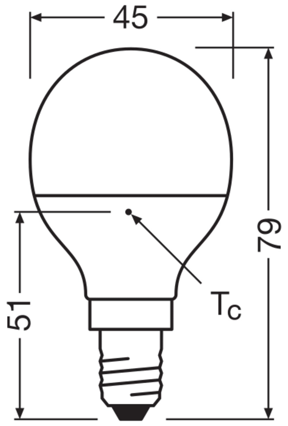 LEDVANCE LED-Lampe E14 P45 4,9W 2700K ws LED Classic P 40 V 4.9W 827 Frosted 470l