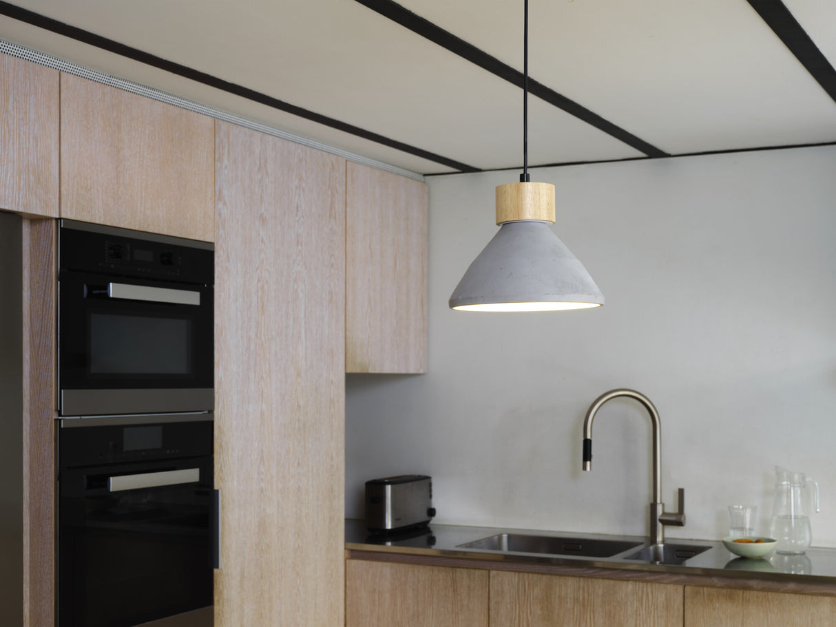 LEDVANCE LED-Pendelleuchte 1LED gr E27 Decor Concrete Wood Pendant 220 mm sym