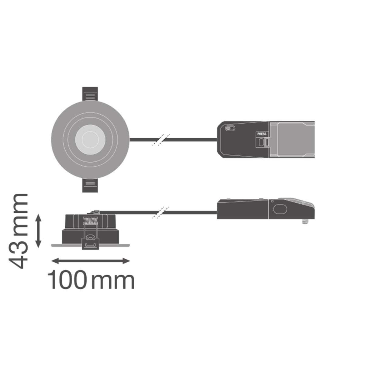 LEDVANCE LED-Einbaustrahler 5-7W Konv sw SP CBO FPADJ V 7W MS827 DIM IP65 WT dim