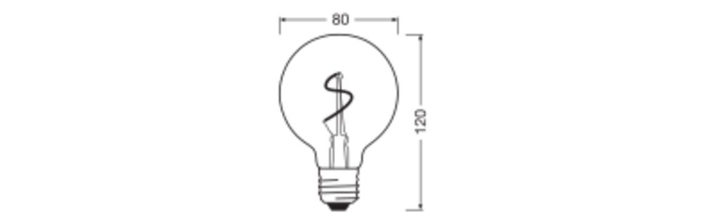 OSRAM LED-Lampe FM E27 1,8W 2200K go kl 1906 Globe 80 Spiral Fil 1.8W 822 G 30lm