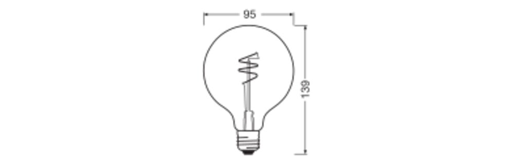 OSRAM LED-Kugellampe FM E27 4,9W 2200K F 1906 Globe 95 40 Spiral Fil DIM 4.9 ws